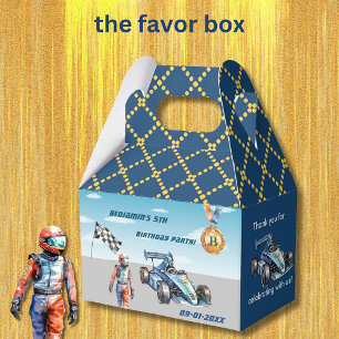 Boy Auto Racing Theme 5th Birthday Party  Favor Box
