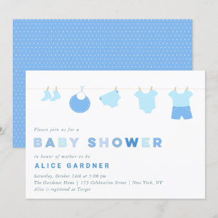Boy Baby Clothes Baby Shower Party Invitation