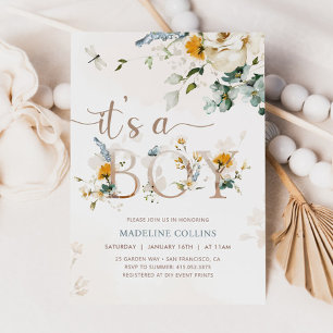 Boy Baby In Bloom, Wildflower, Garden Baby Shower Invitation