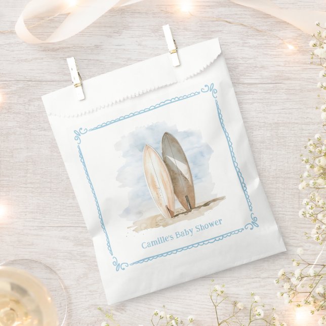Boy Baby on Board Beach Baby Shower Favour Bag (Clipped)