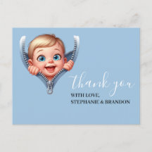 Boy Baby Peeking out Baby Shower Thank You
