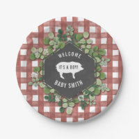 Boy Baby Q Botanical Gingham Baby Shower