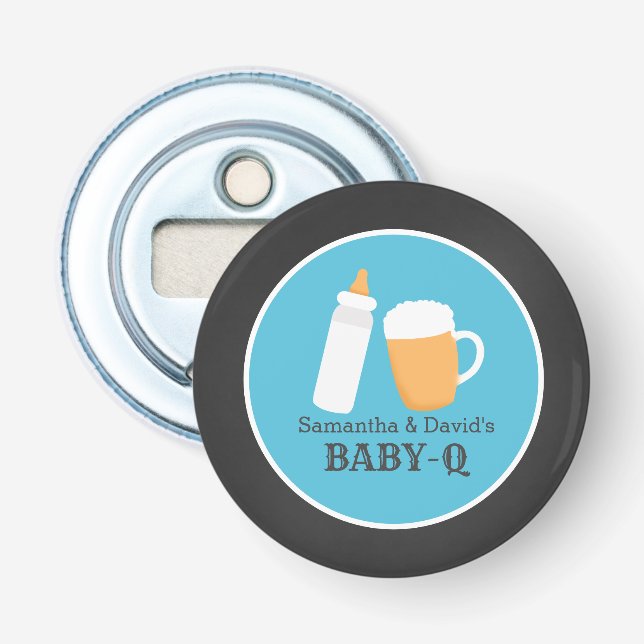 Boy Baby Q Couples Beer Baby Shower Bottle Opener (Front)