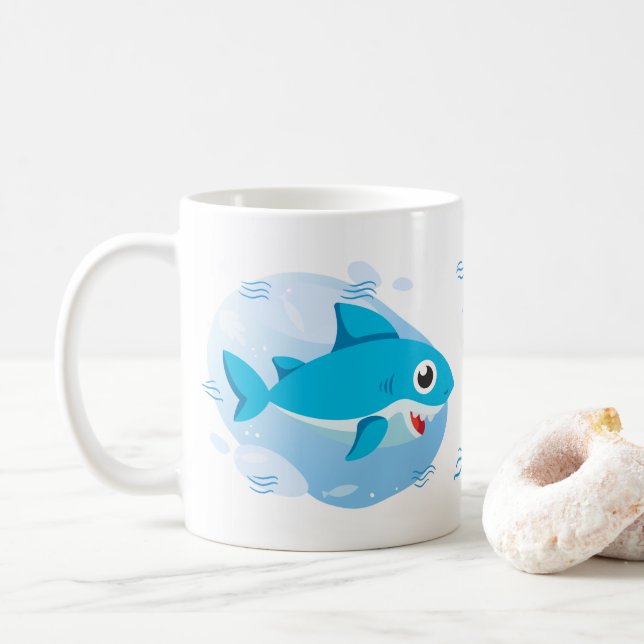 Boy Baby Shark - Blue Coffee Mug (With Donut)