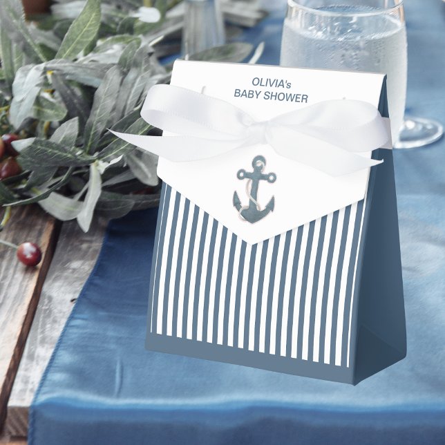 Boy Baby shower Anchor and Striped Favour Box (Creator Uploaded)