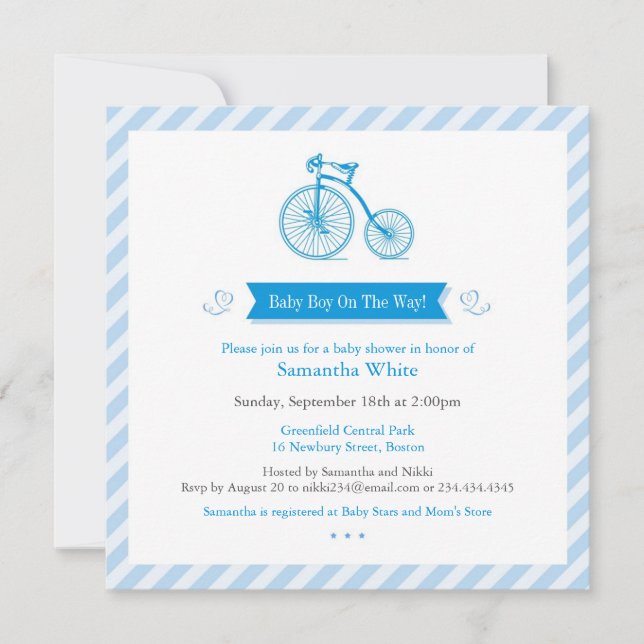 Boy Baby Shower Announcement Invitation Card (Front)