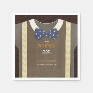Boy baby shower autum fall blue burlap bodysuit napkin