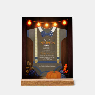 Boy baby shower autum fall blur burlap bodysuit  acrylic sign