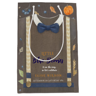 Boy baby shower autum fall burlap bodysuit medium gift bag