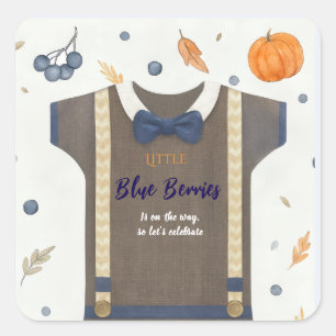 Boy baby shower autum fall burlap bodysuit square sticker