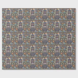 Boy baby shower autum fall burlap bodysuit   wrapping paper