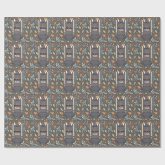 Boy baby shower autum fall burlap bodysuit wrapping paper