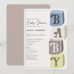 Boy Baby Shower Blocks Invitation