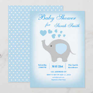 Boy Baby Shower Blue Elephant Invitation