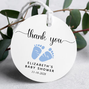 Boy Baby Shower Blue Feet Thank You Favour Tags