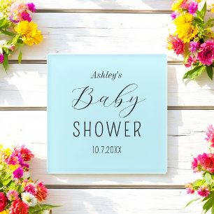 Boy Baby Shower Blue Minimalist Coaster