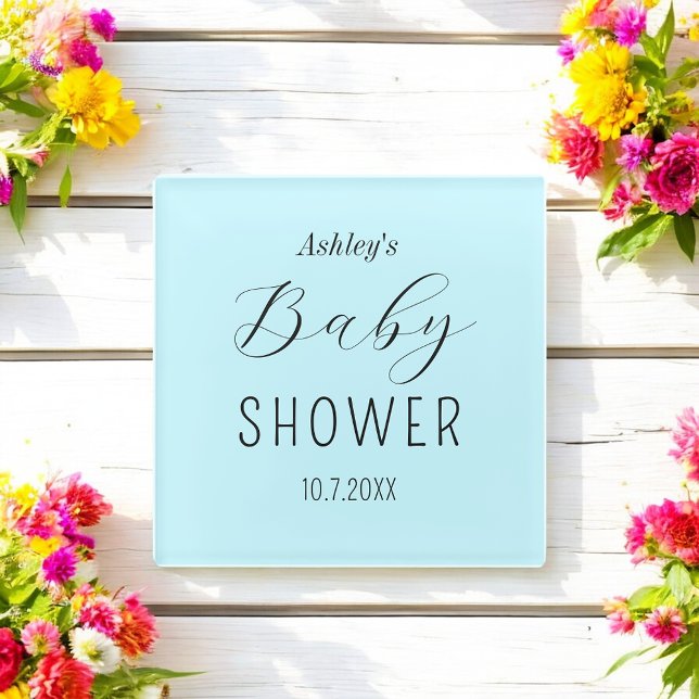 Boy Baby Shower Blue Minimalist Coaster (Creator Uploaded)
