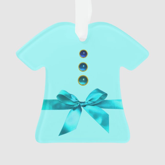 BOY BABY SHOWER Blue Ribbon Tshirt Ornament (Front)