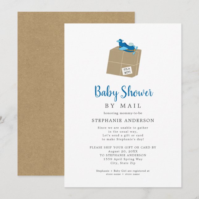 Boy Baby Shower by Mail Invitation (Front/Back)
