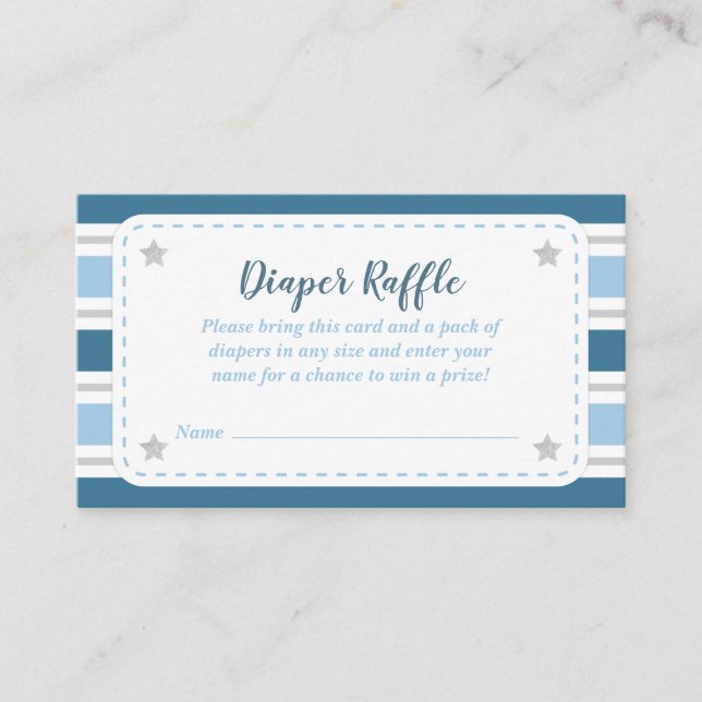 Boy Baby Shower Diaper Raffle Card (Front)