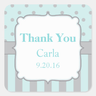 Boy Baby Shower Favour Stickers Tags Aqua Blue Gre