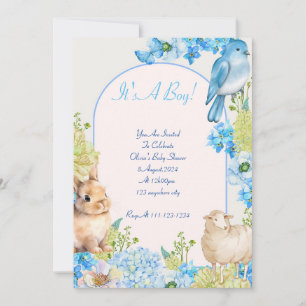 boy baby shower invitation blue watercolor design