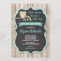 Boy baby shower invitation, Owl baby shower