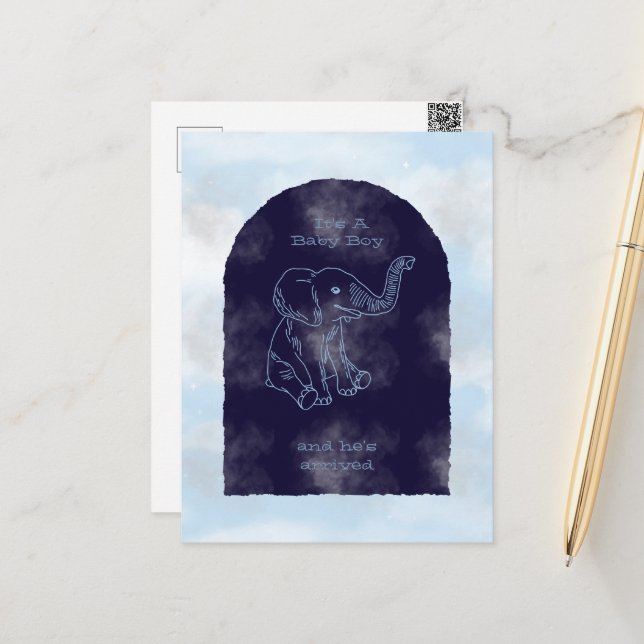 Boy Baby Shower Invitation Postcard (Front/Back In Situ)