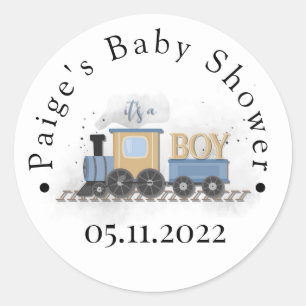 Boy Baby Shower Invitation   Train   It's A Boy Classic Round Sticker