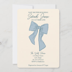 Boy Baby shower invitation with a bow