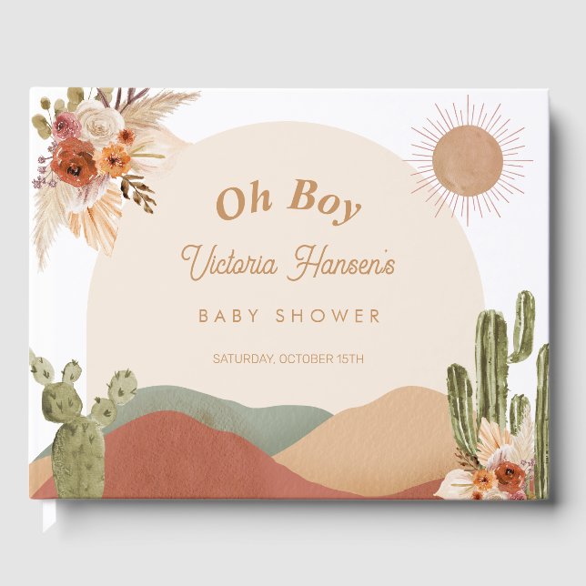 Boy Baby shower Livre d'or Boho Desert Southwester (Recto)