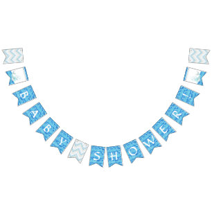 Boy Baby Shower Party Decor Whale Ocean Waves Bunting Flags