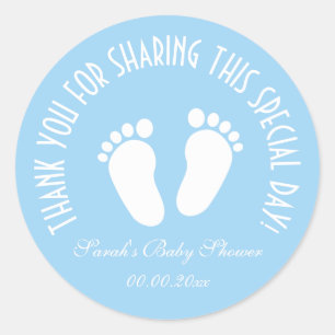 Boy baby shower party favour thank you stickers
