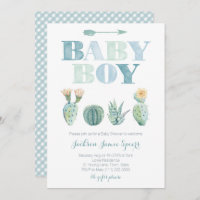 Boy Baby Shower Party with watercolor cacti