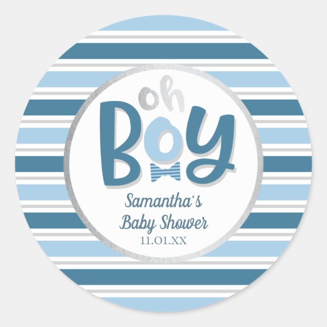 Boy Baby Shower Round Sticker (Front)