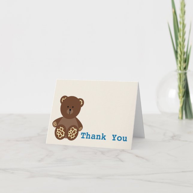 Boy Baby Shower Thank You Giraffe Print Bear (Front)