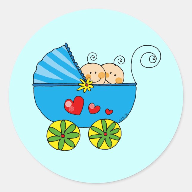 Boy baby twins classic round sticker (Front)