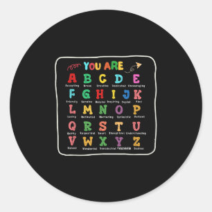 Boy Back To School You Are Letters Alphabet Learn  Classic Round Sticker