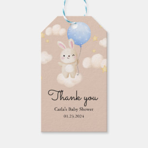 Boy Balloon Cute Brown Bunny Baby Shower Gift Tags