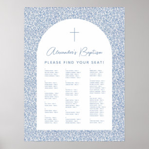 Boy Baptism Arch Blue White Pattern Seating Chart 