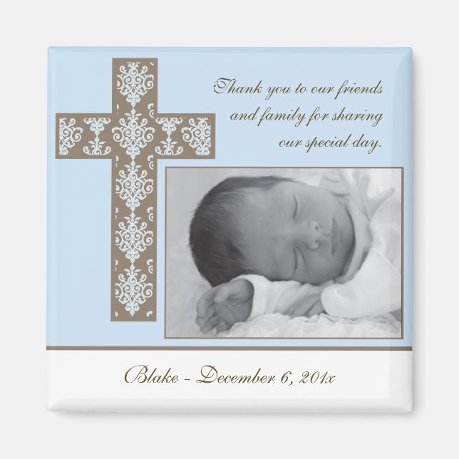 Boy Baptism/Christening Favour - Photo Magnet (Front)