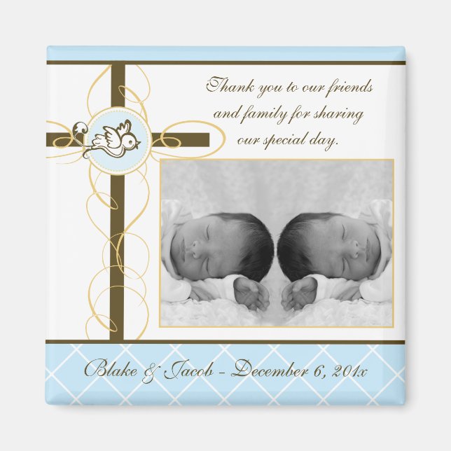 Boy Baptism/Christening Favour - Photo Magnet (Front)