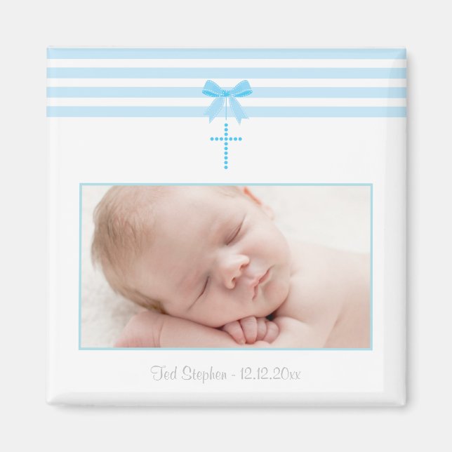 Boy Baptism/Christening Favour - Photo Magnet (Front)