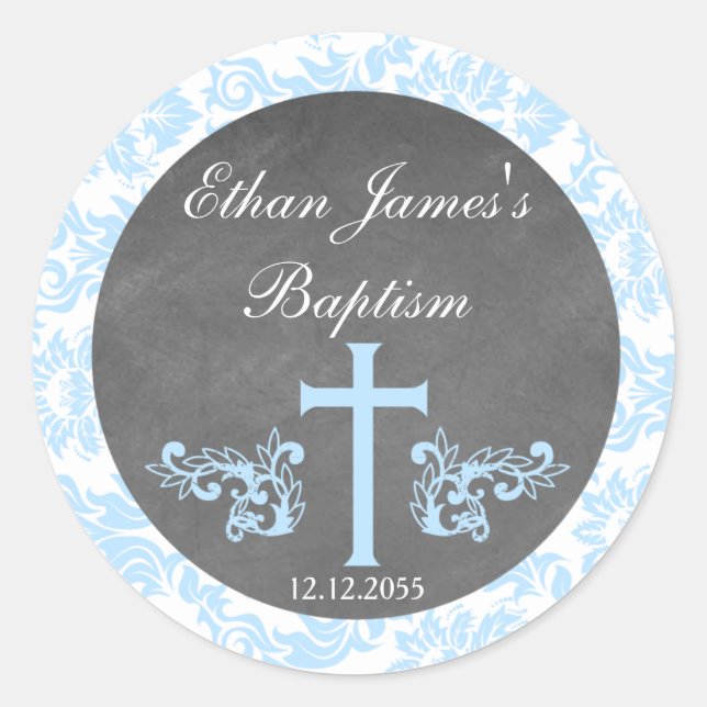 Boy Baptism Favour Stickers Tags (Front)
