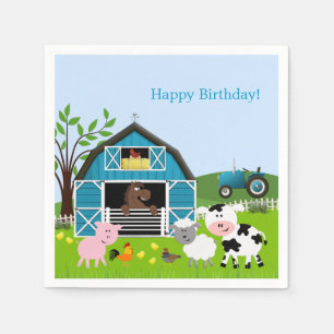 Boy Barnyard Farm Animals Birthday Paper Napkins