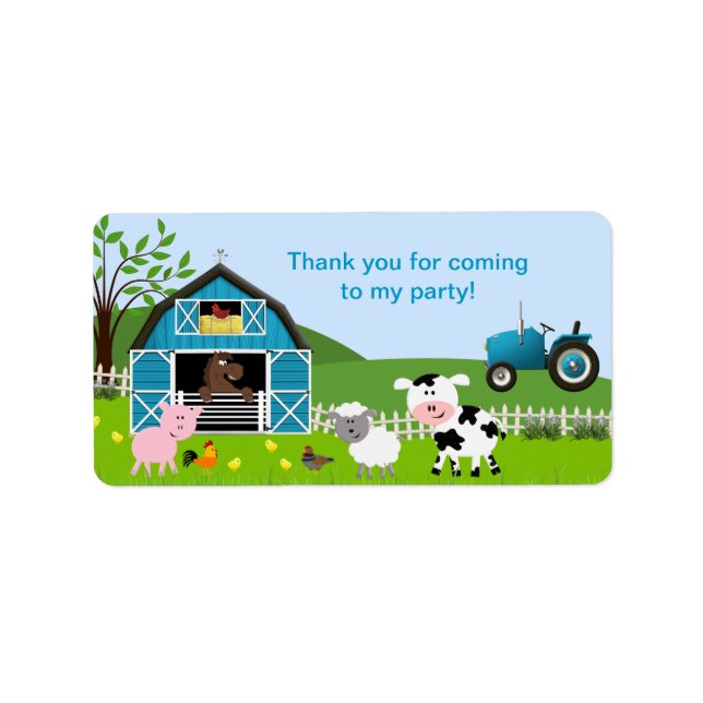 Boy Barnyard Farm Animals Favoriser le Étiquette d (Devant)