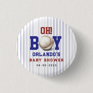 Boy Baseball Baby Shower Cute Sports Party 1 Inch Round Button