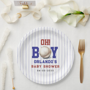 Boy Baseball Baby Shower Cute Sports Party Paper Plate