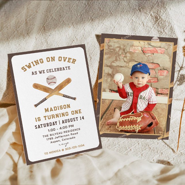 Boy Baseball Birthday Batter Up Photo Invitation (Creator Uploaded)