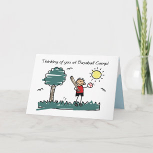 Boy Baseball Camp Stick Figure Thinking of You Card
